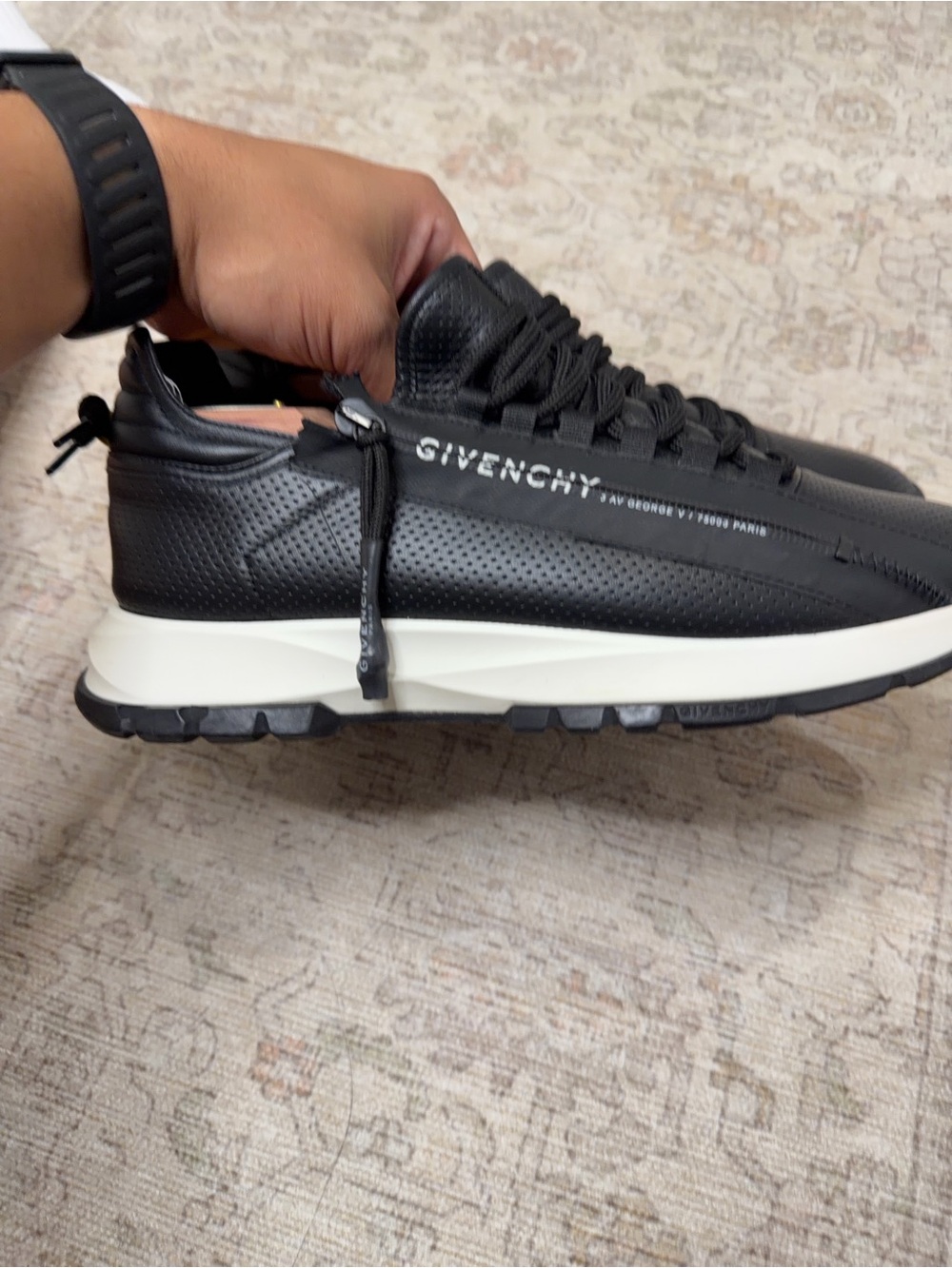 Givenchy Black Leather Low-Top Sneakers with White Midsole